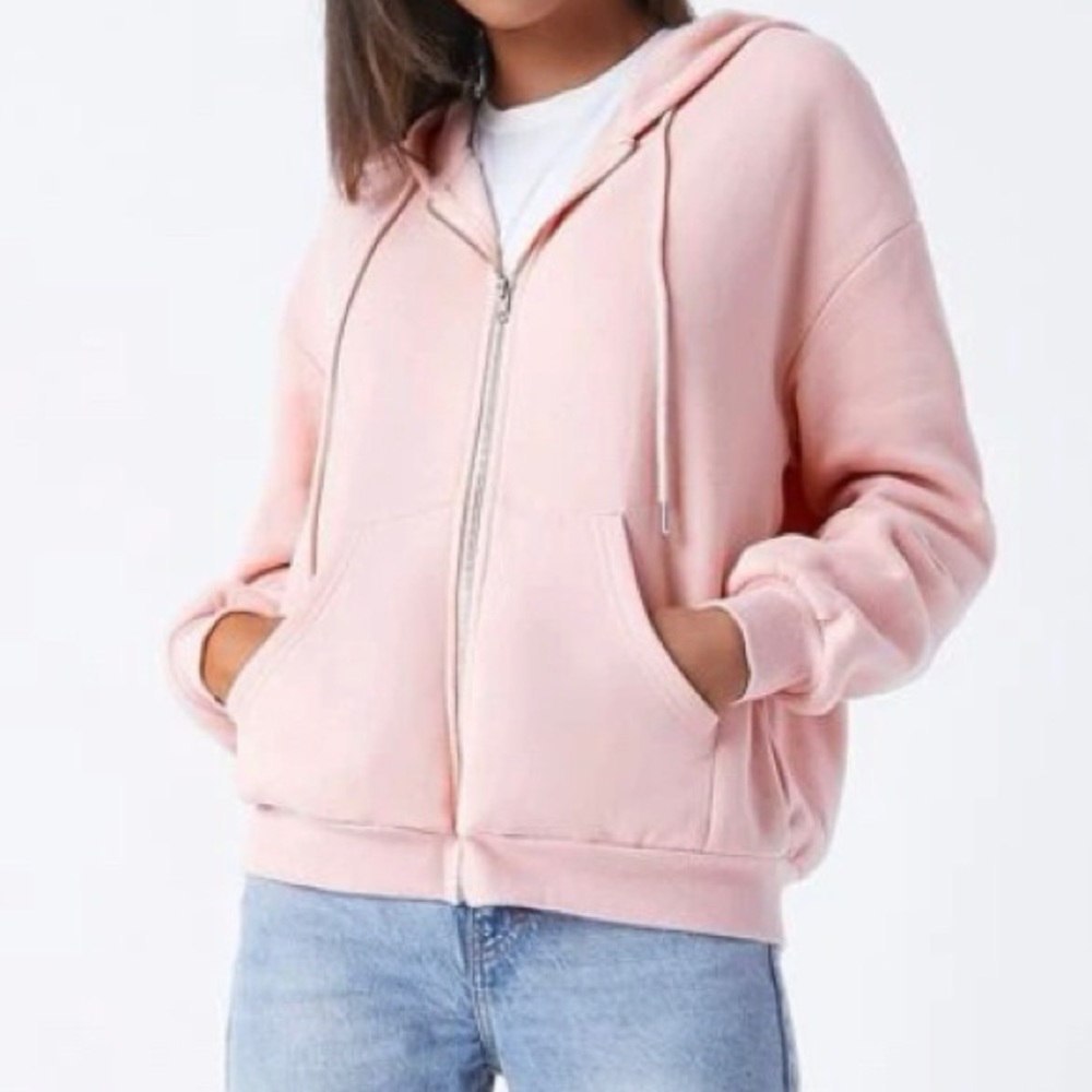 Baby pink zip up hoodie